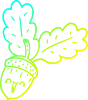 cold gradient line drawing of a cartoon acorn png