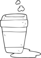 hand drawn black and white cartoon coffee cup png