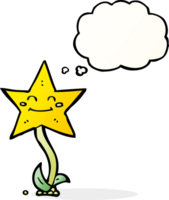 cartoon star flower with thought bubble png