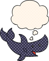 cartoon shark with thought bubble in comic book style png