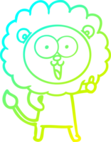 cold gradient line drawing of a happy cartoon lion png