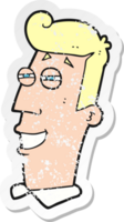 retro noodlijdende sticker van een cartoon grijnzende man png