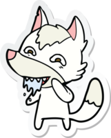 sticker of a cartoon hungry wolf png