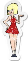 retro distressed sticker of a cartoon pretty woman png