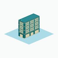 luxury hotel building - isometric cartoon style vector