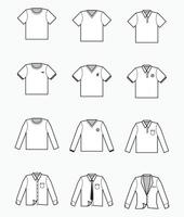 white t-shirt, polo shirt, collared formal cloth, tuxedo icon for production clothing, advertisement, apparel textile use vector