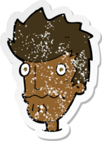 retro distressed sticker of a cartoon nervous man png