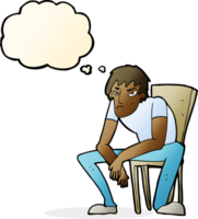 cartoon dejected man with thought bubble png