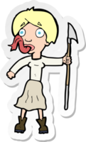 sticker of a cartoon woman with spear sticking out tongue png
