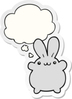 cartoon rabbit with thought bubble as a printed sticker png