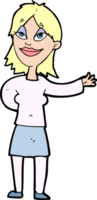 cartone animato donna gesto per mostrare qualcosa png