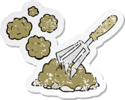 retro distressed sticker of a cartoon gardening tool png