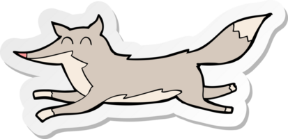 sticker van een cartoon rennende wolf png