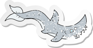 retro distressed sticker of a cartoon shark png