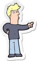 sticker of a cartoon curious man pointing png