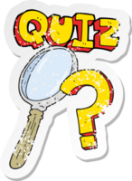 retro distressed sticker of a cartoon quiz symbol png