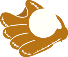 mano disegnato cartone animato scarabocchio di un' baseball e guanto png