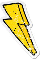 distressed sticker of a cartoon lightning bolt png