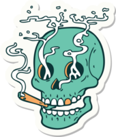 pegatina de tatuaje al estilo tradicional de una calavera png