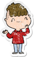 distressed sticker of a cartoon friendly boy png