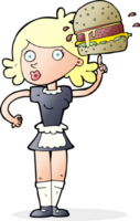 cartoon waitress with burger png