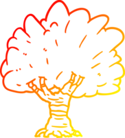 warm gradient line drawing of a Cartoon tree png