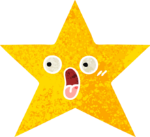 retro illustration style cartoon of a gold star png