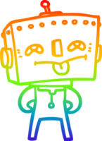 rainbow gradient line drawing of a cartoon robot png