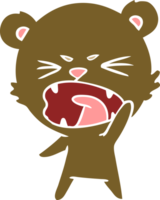 oso de dibujos animados de estilo de color plano enojado png