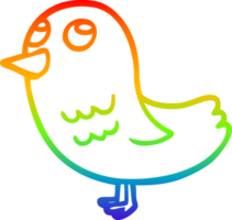 rainbow gradient line drawing of a cartoon bird looking up png