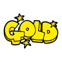 Hand gezeichnet Karikatur Wort Gold png