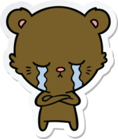 sticker of a crying cartoon bear png