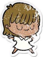 distressed sticker of a cartoon woman png