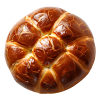 Brioche bread. Brioche bun pastry top view. French bread brioche flat lay isolated. Classical French pastry png