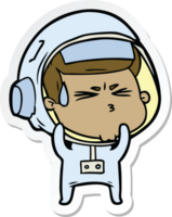 sticker of a cartoon stressed astronaut png