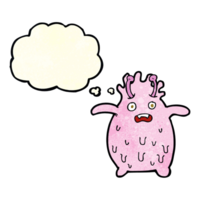 cartoon funny slime monster with thought bubble png