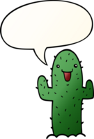 cartoon cactus with speech bubble in smooth gradient style png