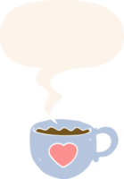 je l'amour café dessin animé tasse avec discours bulle dans rétro style png