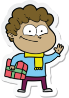 sticker of a cartoon happy man png