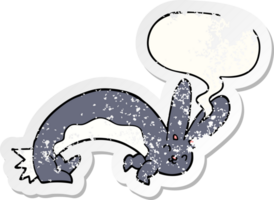 funny cartoon rabbit with speech bubble distressed distressed old sticker png