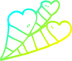 cold gradient line drawing of a cartoon love hearts png