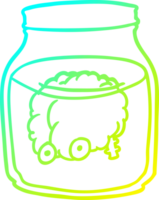 cold gradient line drawing of a spooky brain floating in jar png