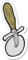 sticker of a cartoon pizza cutter png