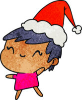 mano disegnato Natale strutturato cartone animato di kawaii ragazza png