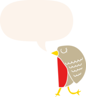 cartoon bird with speech bubble in retro style png