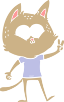 gato de desenho animado de estilo de cor plana dando sinal de paz png