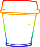 rainbow gradient line drawing of a cartoon take out coffee png