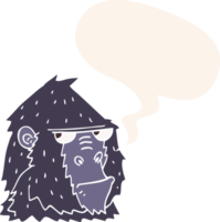 cartoon angry gorilla face with speech bubble in retro style png