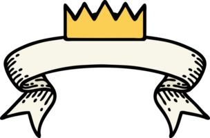 traditionelles Tattoo mit Banner einer Krone png