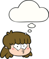 cartoon female face with thought bubble png